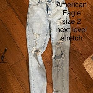 American Eagle Outfitters Light Wash Distressed Skinny Jeans
